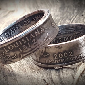 US State Quarter Coin Rings! Your choice of State, Size & Finish (Silver, 24k Gold, Rose Gold or Antiqued Patina!)