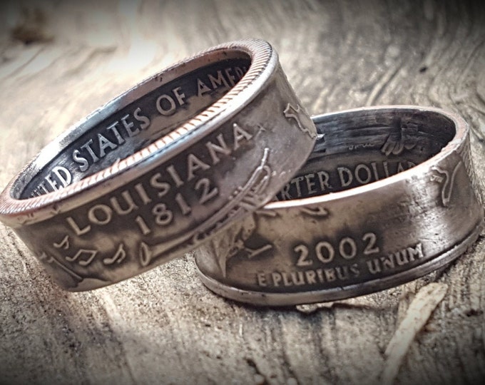 US State Quarter Coin Rings! Your choice of State, Size & Finish (Silver, 24k Gold, Rose Gold or Antiqued Patina!)