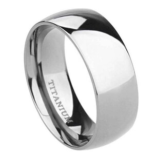 100% Silver Titanium 2mm | 4mm | 6mm | 8mm Comfort Fit Polished Dome Style Wedding Band (Mens & Womens unisex, Engagement, Promise, Ring)