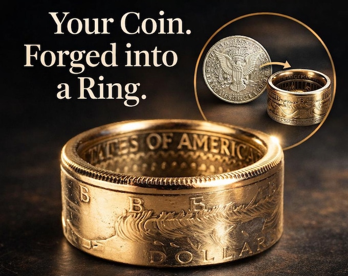 YOUR COIN CONVERTED!  You provide the coin, I'll convert it into a piece of art to wear for life.  Bezel Rings, Coin Rings, Anniversary Band