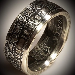 1888-1889 EXTREMELY RARE Great Britain Victorian Jubilee Silver Half Crown Coin Ring