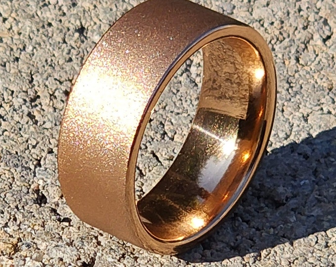 10mm Tungsten Carbide Sand Blasted Rose Gold Ring (US Size 5-17) Engagement band, Anniversary, Wedding ring - FREE ENGRAVING!!!!