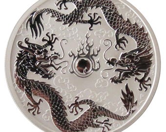 RARE 2019-2020 .9999 Pure silver 1oz Double Dragon Coin (gold, rhodium, silver, platinum, palladium and other plating options available).