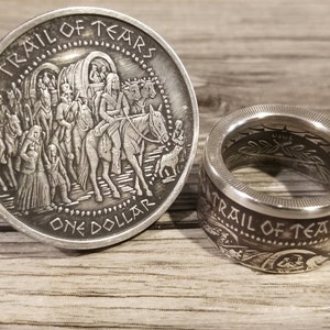 Very RARE 2010 SHAWNEE TRIBE Trail Of Tears 1oz Silver Proof Coin converted into a beautiful Ring image 5