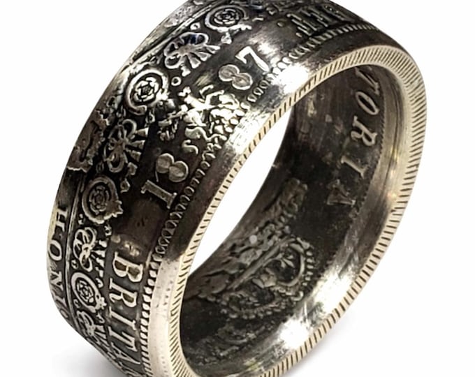 Victorian Jubilee Half Crown Coin Ring (1887–1889) – Sterling Silver (.925) VERY RARE COIN