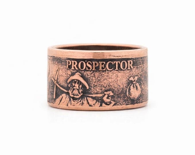 FLASH SALE!  Coin Ring made to order:  1 Troy oz Copper Round - Provident Prospector .999 Copper Bullion Round