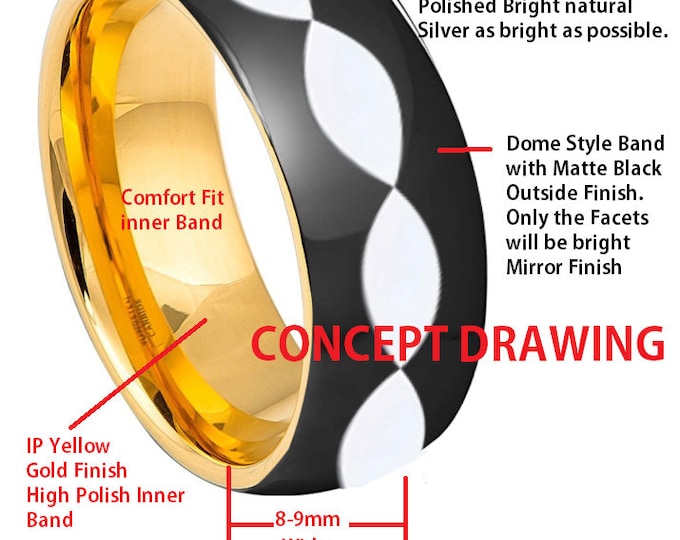 Custom Designed Ring for Matt Moore - 9mm Titanium or Tungsten Domed Ring w/ Center Facets as pictured.