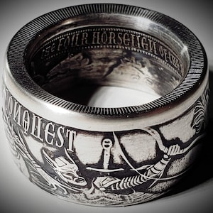 LIMITED EDITION:  &quot;White Horse Of Conquest&quot; from The Four Horseman Of The Apocalypse Series .999 Solid Silver Coin Ring (1oz Ounce Silver)