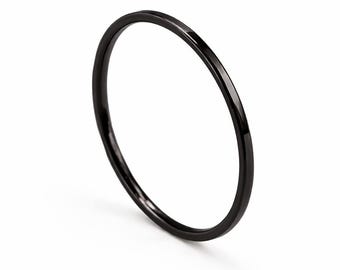 Thin Stackable Midi Ring | 1mm Minimalist Knuckle Rings | Yellow Gold Stack Rings | Tiny Stacking Rings | Toe Ring | Thumb Ring (Sizes 2-20)