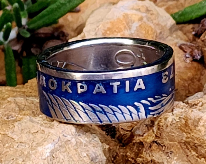 1973 Greek 20 Drachmai - Greece (Handforged Coin Ring)