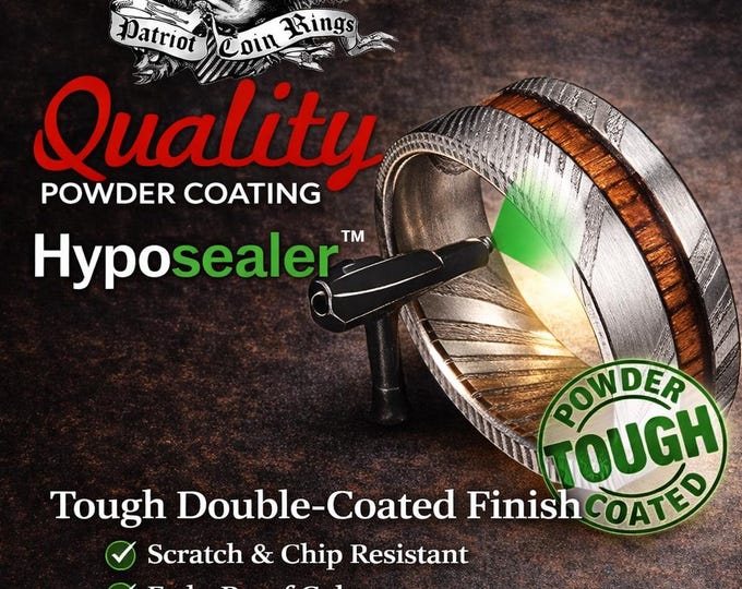 No More Skin Allergies!  Hypoallergenic Transparent Powder Coating w/ 3 YEAR GUARANTEE (Wedding Bands, Coin Rings, Bangles, Bracelets) #1025