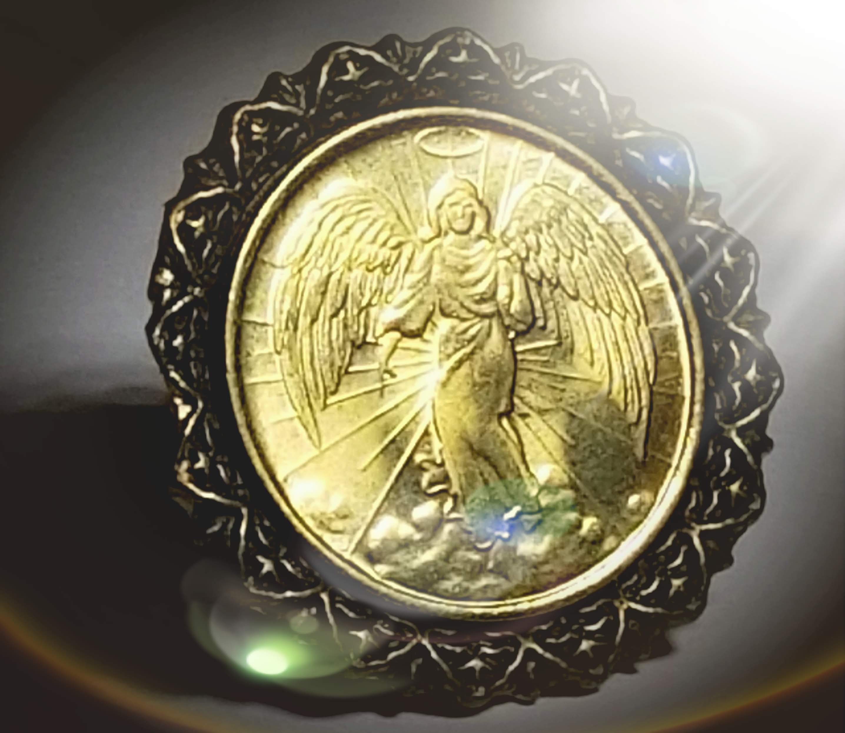 Antiqued Vintage Guardian Angel BRASS COIN RING patron Saint Etsy UK