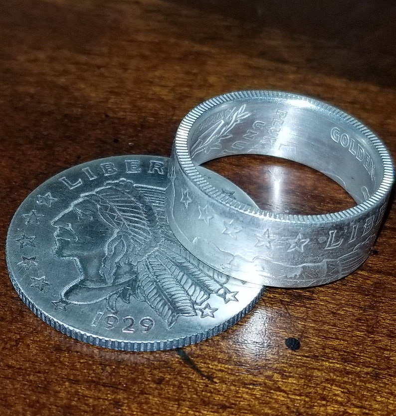 1929 Silver Incuse Indian Head Coin Rings Wedding Rings Etsy