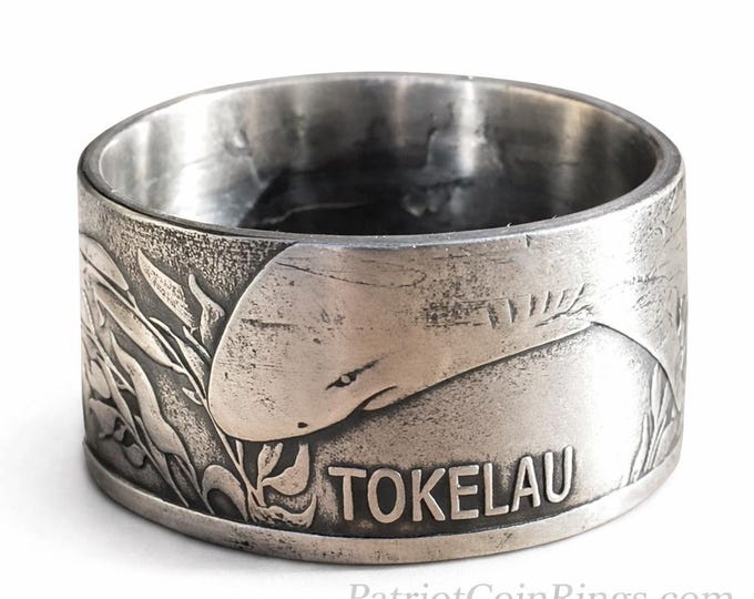 2018 Tokelau Leopard Shark Coin Ring (1 oz. .999 Pure Fine Silver)  | Silver Coin Rings, Wedding Bands, Mens Wedding Ring, Anniversary Gift