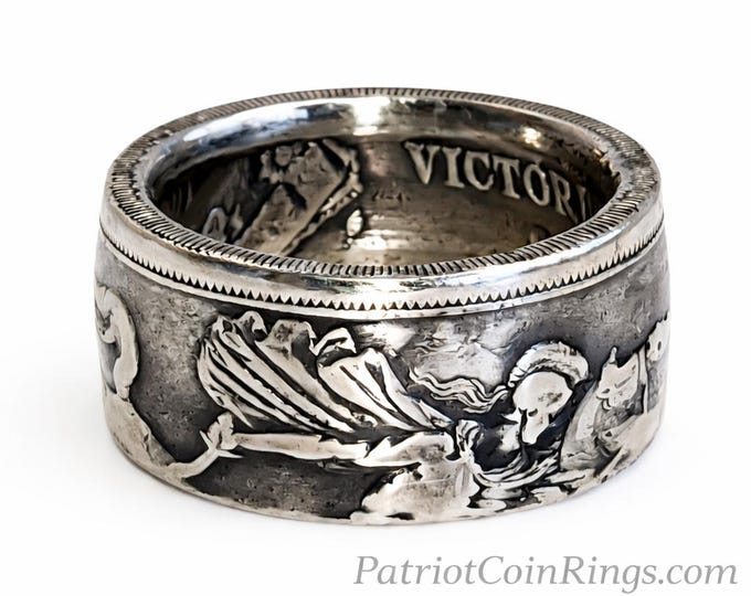 1893-1900 UK Silver Five Shilling | St. George Slaying Dragon "Britain's Defender" 5 Shillings Coin Ring!  Britain, UK 1 Crown - Victoria