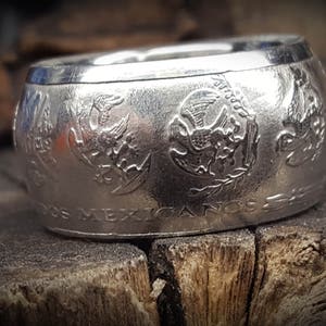 2000-2018 .999 Pure SILVER MEXICAN LIBERTAD -  hand-crafted into a beautiful Coin Ring w/ Dome Shape Walls | wedding band | engagement rings