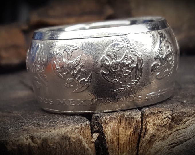 2000-2018 .999 Pure SILVER MEXICAN LIBERTAD -  hand-crafted into a beautiful Coin Ring w/ Dome Shape Walls | wedding band | engagement rings