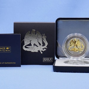 EXTREMELY RARE!!! (Only 2,000 ever made) 2016 Shade of Enigma 1 Troy Oz Silver Coin Bullion Black Ruthenium Plated w/ Real Gold Plated Angel