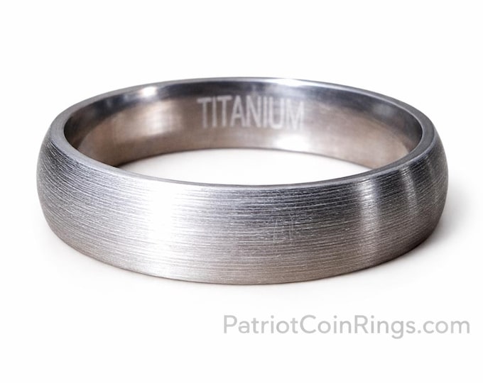 6mm Titanium Dome (Men, Woman, Unisex) Wedding Band Natural Gray Brushed Outer & Smooth Polished Inner Band -Comfort Fit Style2