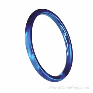 2mm Blue Titanium Stackable Midi Rings (for fun, dress up, parties, current fashion, ladies, women, girls thin bands (US SIZES 2-17)