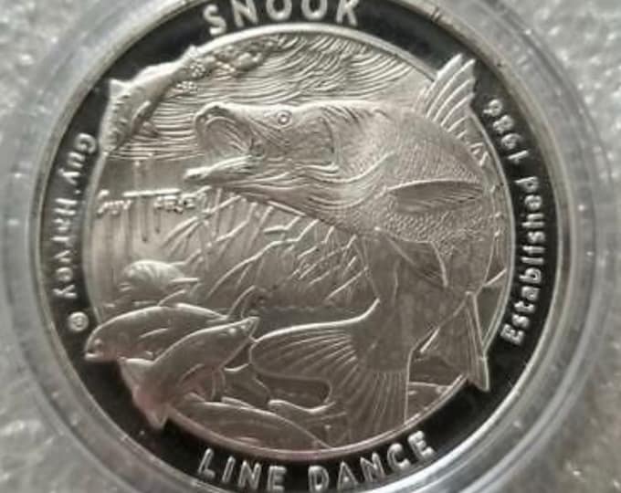2016 Guy Harvey, Line Dance Snook Fishing Coin, 1 Troy Ounce, .999 Pure Fine Silver, Metal Plating Options Available.