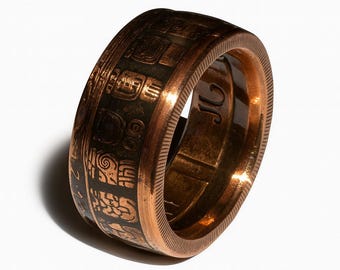 Mayan Aztec Calendar Coin Ring (1 Troy Ounce .999 Copper Bullion Coin)