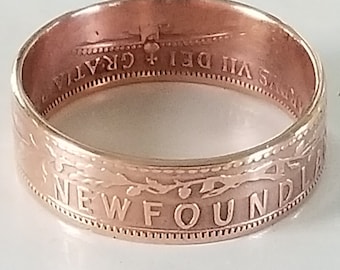 FLASH SALE!  Rare *1872 New Foundland BIG Copper Victoria* Coin Ring  (casual ring, wedding band, engagement ring, promise ring, antique)
