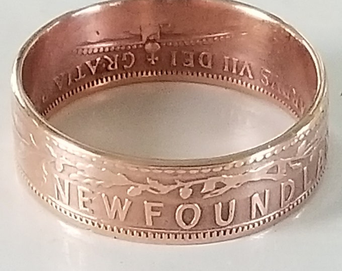 FLASH SALE!  Rare *1872 New Foundland BIG Copper Victoria* Coin Ring  (casual ring, wedding band, engagement ring, promise ring, antique)