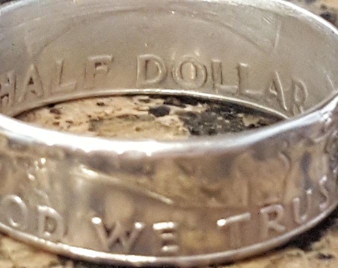 1948 - 1963 Benjamin Franklin Silver Half Dollar Coin Ring w/ Mirror Finish | Double Sided | Straight Wall | Comfort Fit Sides