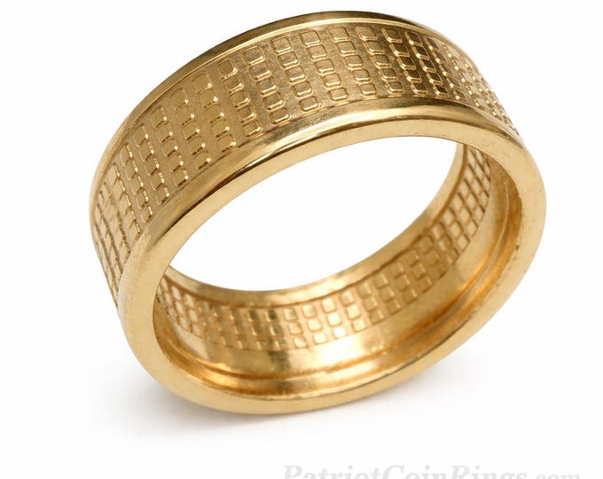 Geometric Radial Coin Ring (14K, 18K, or 24K Gold) Hand forged from a Solid Silver Radial Bullion Round Coin (US Sizes 5-23)
