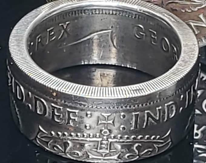 RANDOM 1937–1951 Silver Thistles, Tudor Rose and Shamrock's British / United Kingdom UK 2 Shillings Coin Ring (Two Shillings) King George VI