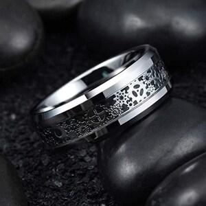 Black Tungsten Band with Domed Edge Audi Logo Ring