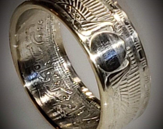 RARE 1955-56 Egyptian 25 Qirsh Commemorative Piastres Coin Ring - Extremely Scarce .720 Silver 9.5-10mm wide Anniversary, Birthday, Heritage