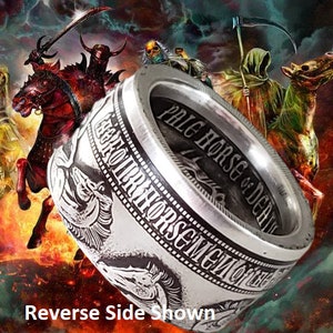 LIMITED EDITION: The Four Horseman Of The Apocalypse Series .999 Solid Silver Coin Ring (1oz Ounce Silver) - Reverse Side Out!