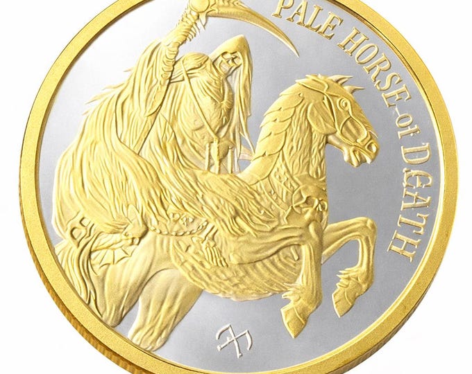 RARE COIN, 1oz .9999 Solid Silver Coin, Pale Horse Of Death Coin from The Four Horsemen Of The Apocalypse Series (Precious Metal Options).