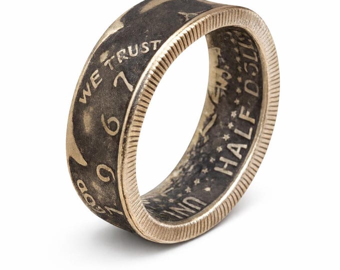1964-70 JFK Silver Half Dollar Coin Ring w/ choice of finish | Double Sided | Straight Wall | Comfort Fit Sides