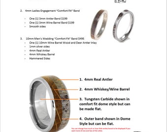 CUSTOM ORDER for Cassie - 3pcs Wedding Band Set per customer instruction
