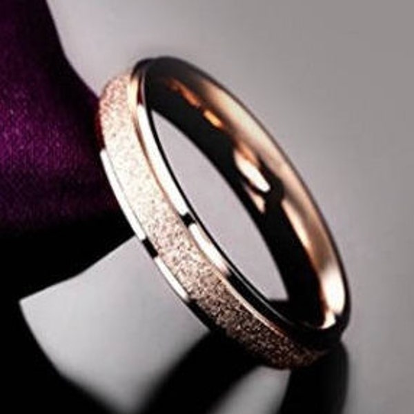 2mm Men or Women Sand Blasted Rose Gold Titanium Ring (Shimmers in the sunlight, no scratchy feel, wedding band, fashion ring) Size 3-16