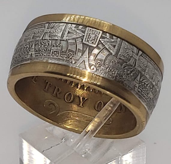 Size 9-16. 1 Oz Handcrafted .999% Copper Aztec Mayan Calendar Coin Ring Size 9-16. 1 Oz Handcrafted .999% Copper Aztec Mayan Calendar Coin Ring