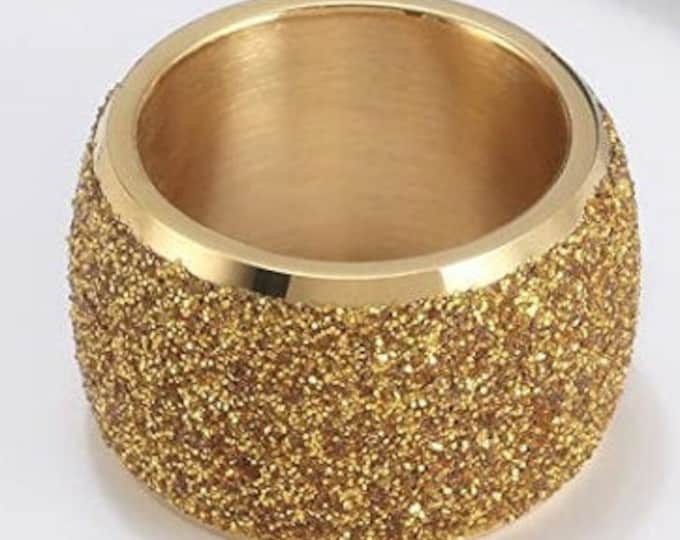 16mm Men or Women Sandblasted Gold Finish Wedding Band Engagement Domed Ring (fashion, anniversary, promise ring, wedding ring) Size 6-12