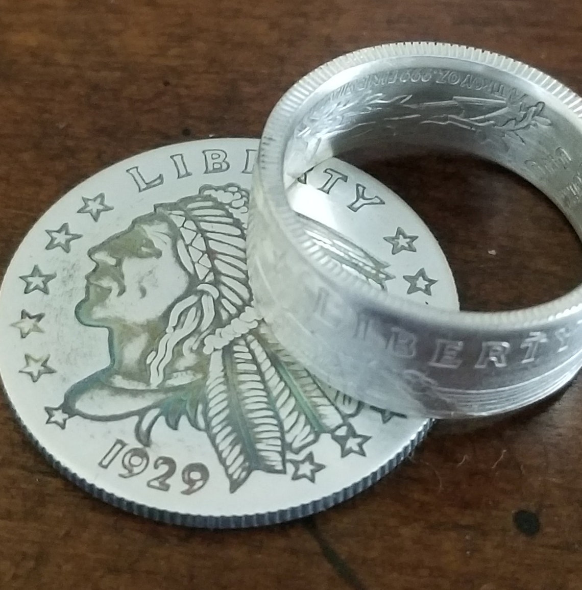 1929 Silver Incuse Indian Head Coin Rings Wedding Rings Etsy