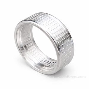 Geometric Radial Coin Ring Hand forged from a Solid .9999 Silver Radial Bullion Round Coin (US Sizes 5-23)