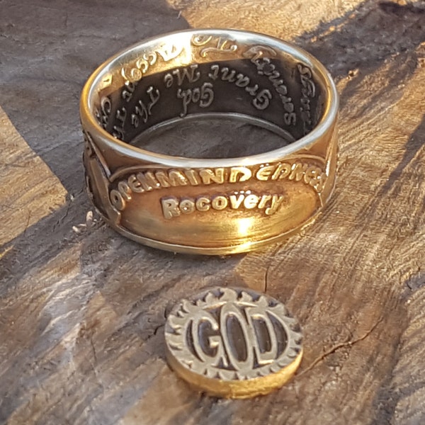 AA Coin Ring, Sobriety Reminder, AA anniversary, Alcoholics Anonymous, AA Coin, Coin Rings, Recovery Jewelry, Recovery Gift