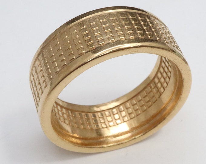 Geometric Radial Coin Ring (14K, 18K, or 24K Gold) Hand forged from a Solid Silver Radial Bullion Round Coin (US Sizes 5-23)