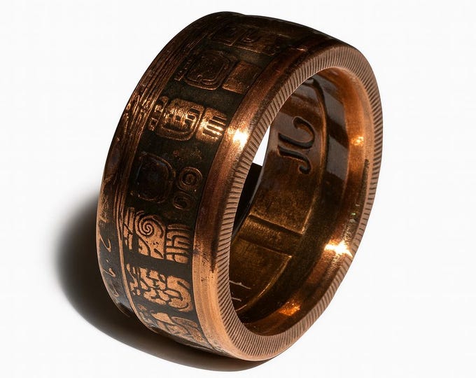 Mayan Aztec Calendar Coin Ring (1 Troy Ounce .999 Copper Bullion Coin)