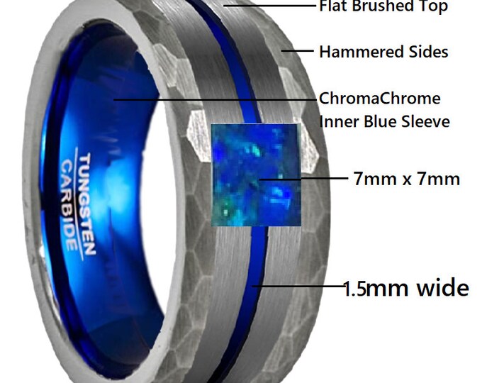 Custom Designed Ring Order for Sally Gonzales - (Cremains Ring) 13mm Silver & Blue Titanium w/ Center Display for Cremains.