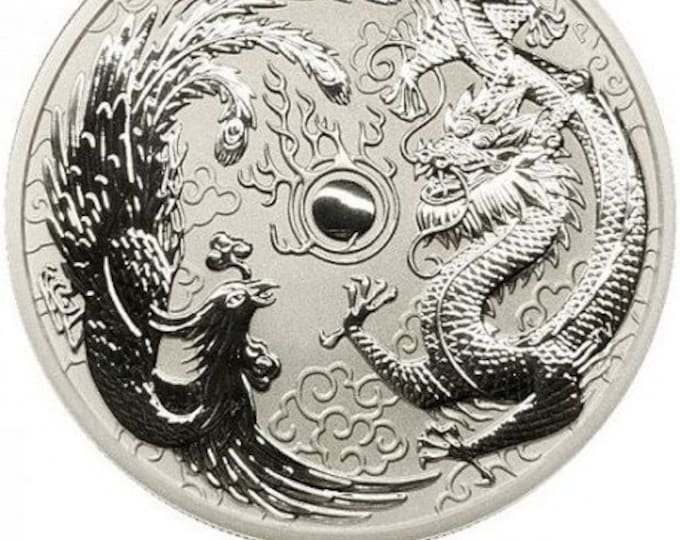 VERY RARE 2017 .9999 Pure silver 1oz Dragon & Phoenix Coin (gold, rhodium, silver, platinum, palladium, and other plating options available)