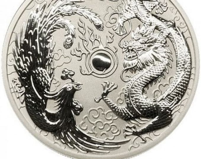 VERY RARE 2017 .9999 Pure silver 1oz Dragon & Phoenix Coin (gold, rhodium, silver, platinum, palladium, and other plating options available)