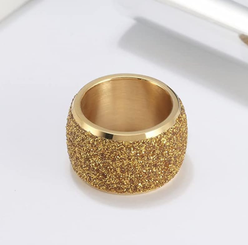 anniversary, promise ring, rose gold wedding ring Reg.159.95 16mm Womens Sandblasted Yellow Gold Finish Wedding Band Engagement Domed Ring