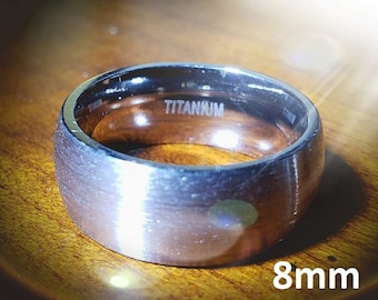 8mm Titanium Dome (Men, Woman, Unisex) Wedding Band Natural Gray Brushed Outer & Smooth Polished Inner Band -Comfort Fit Style2
